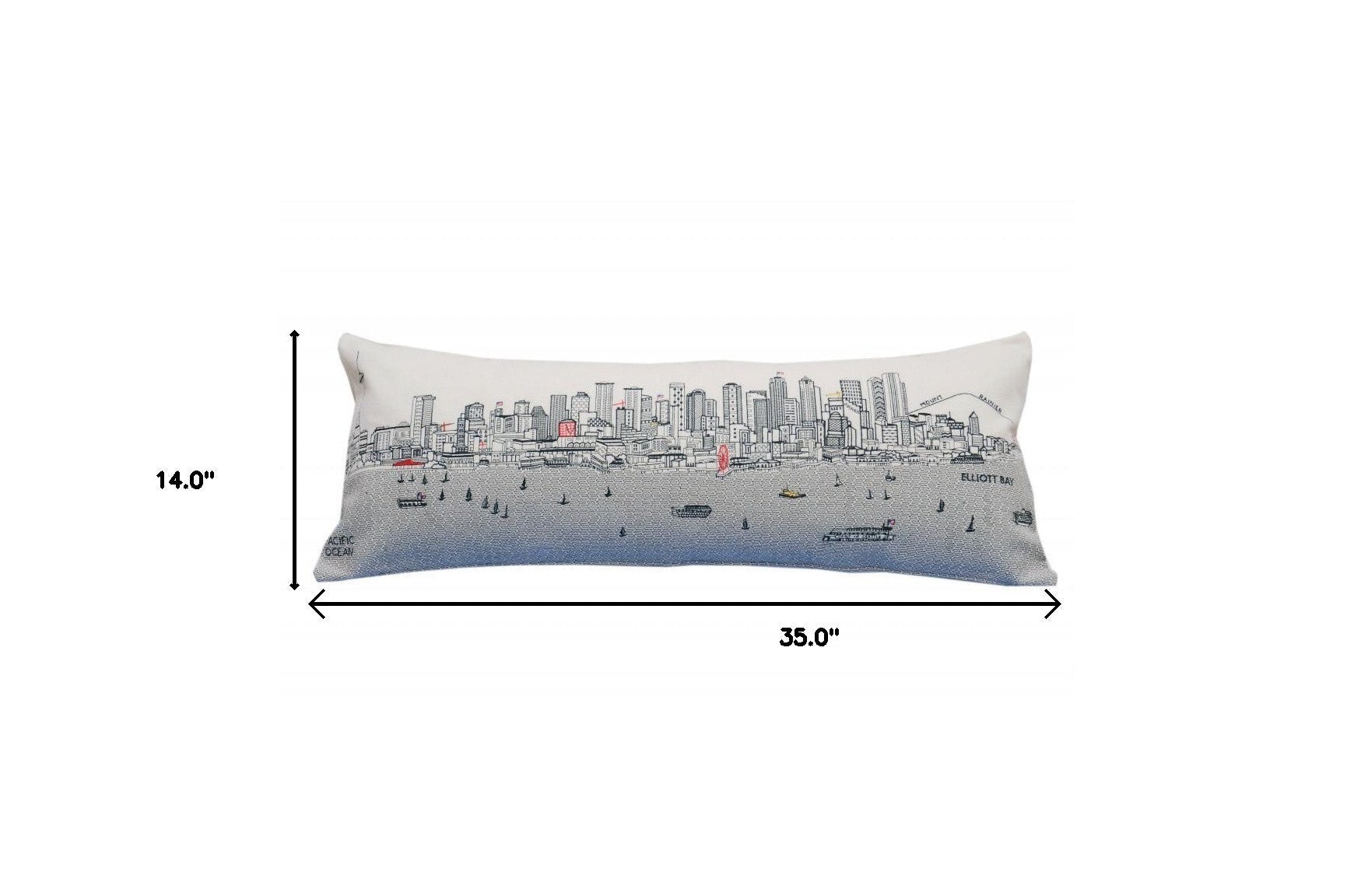 14" X 35" Cream Hometown Pride Wool Lumbar Throw Pillow