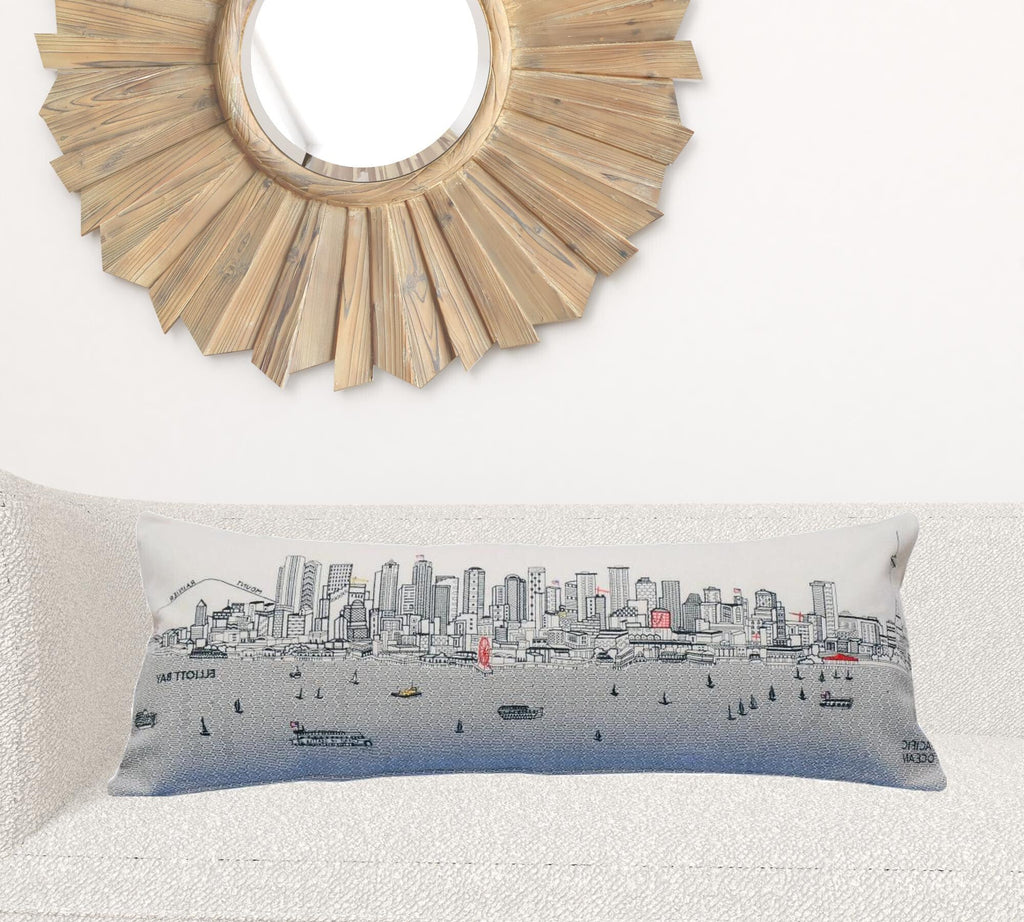 14" X 35" Cream Hometown Pride Wool Lumbar Throw Pillow