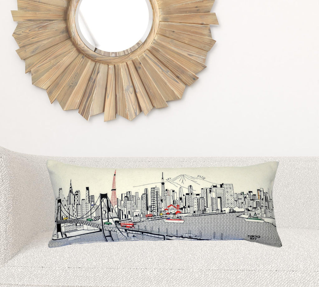 14" X 35" Cream Hometown Pride Wool Lumbar Throw Pillow