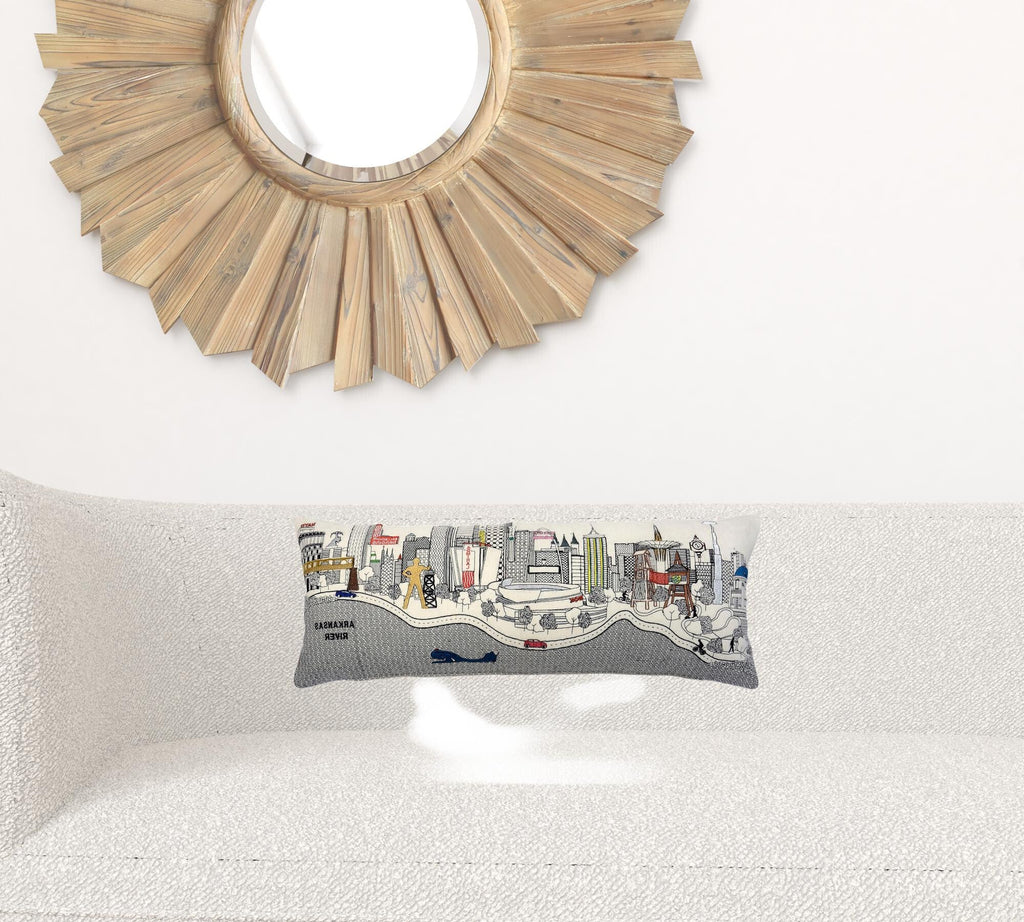 14" X 35" Cream Hometown Pride Wool Lumbar Throw Pillow