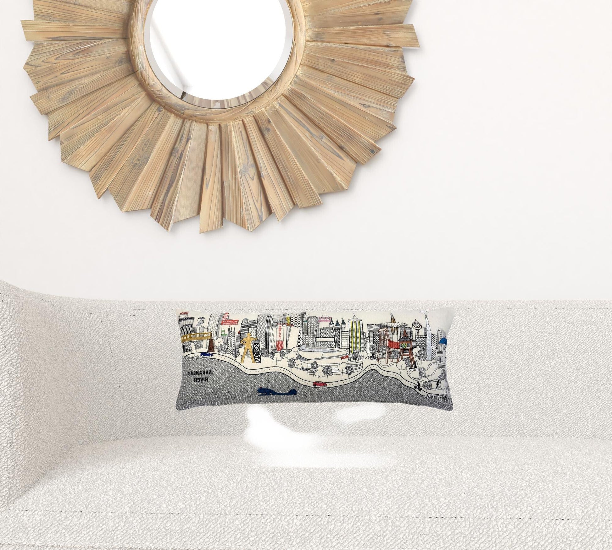 14" X 35" Cream Hometown Pride Wool Lumbar Throw Pillow