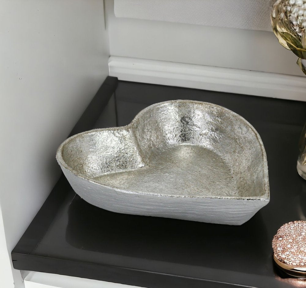 7" Silver Heart Cast Iron Handmade Vanity Tray