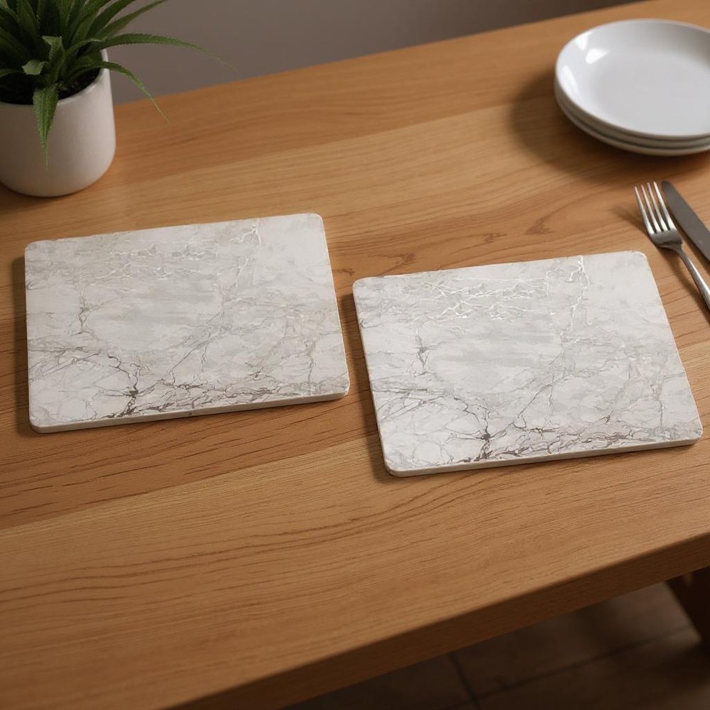12" X 18" Silver And Gray Abstract Placemats