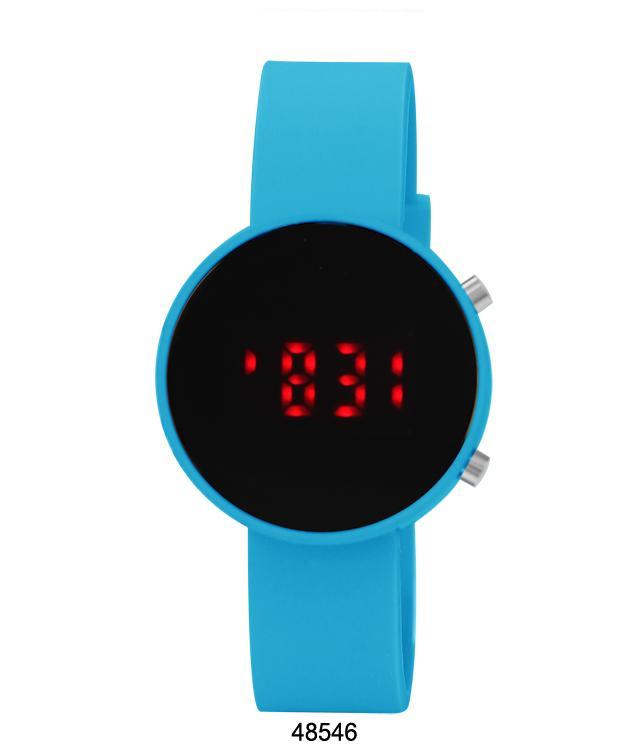 39mm LED Digital Watch Blue Rubber Band Casual Sport
