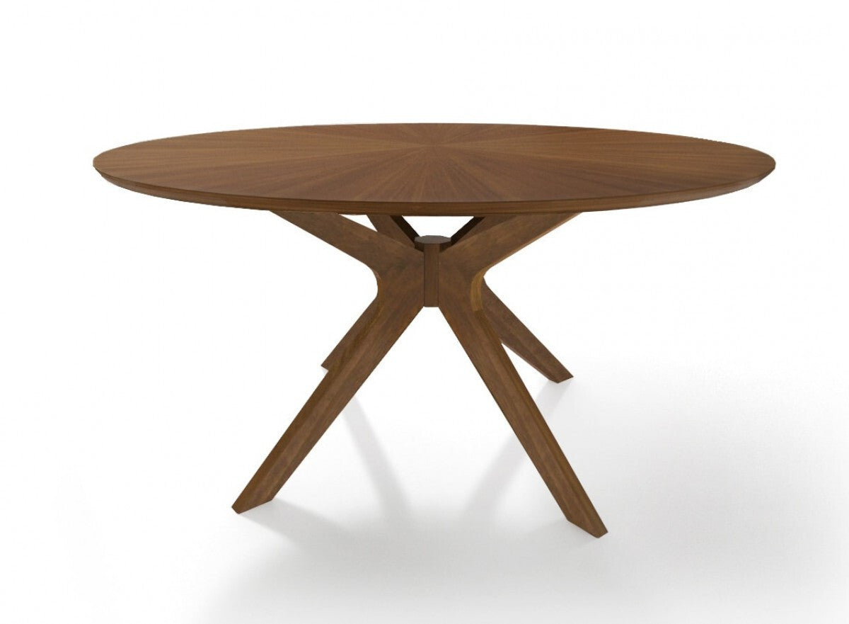 47" Brown Rounded Solid Manufactured Wood Pedestal Base Dining Table