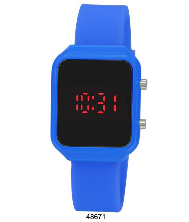44mm LED Digital Watch Rubber Band Red Display Sporty