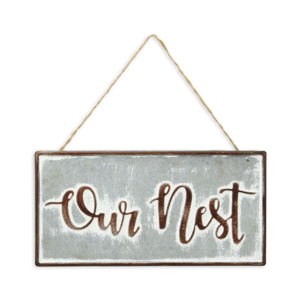 6" X 12" Gray and Brown Our Nest Galvanized Metal Wall Decor