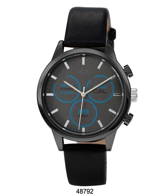 40mm Vegan Leather Watch With Blue Accent Dial Minimal