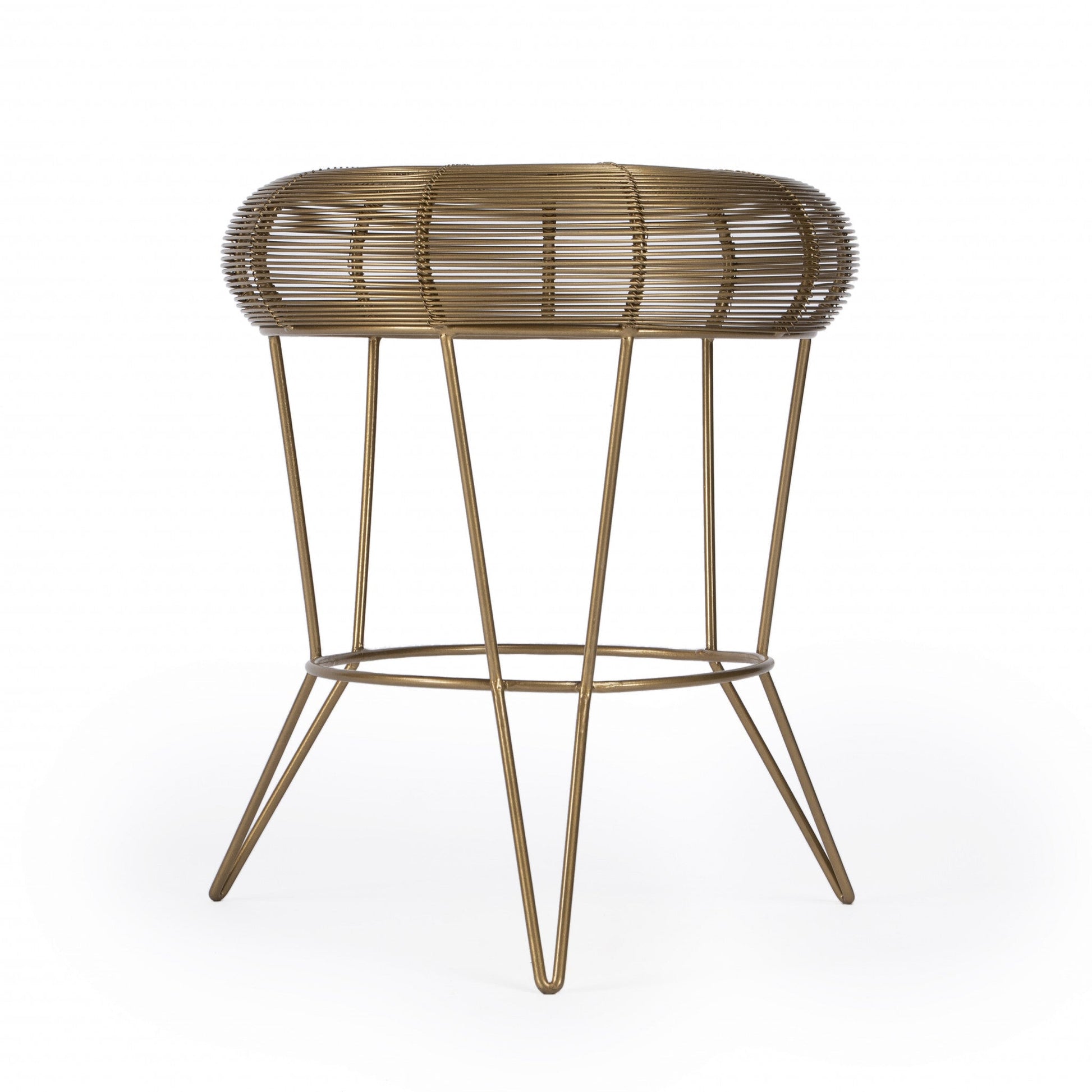 18" Antique Gold Iron Round End Table