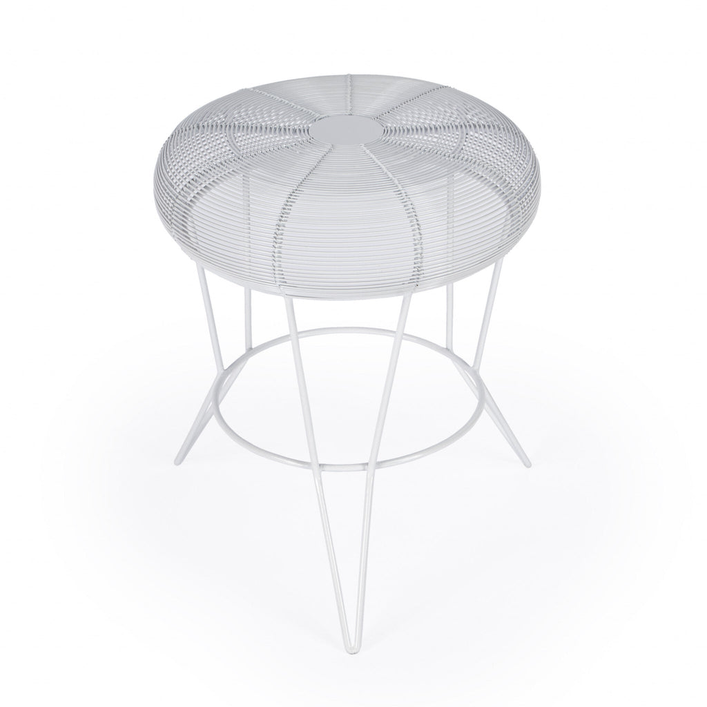 18" White Wire Round top End Table