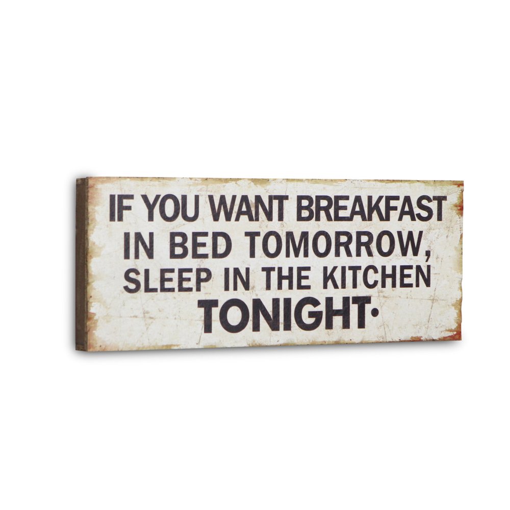 9" X 24" White and Black If You Want Breakfast Wood Wall Decor