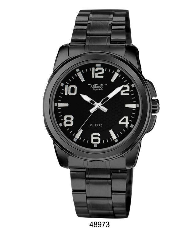 44MM Metal Band Watch Black Dial Quartz Easy Read For Men