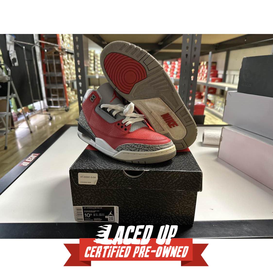 PRE OWNED Air Jordan Retro 3 SE Unite Fire Red "Red Cement"