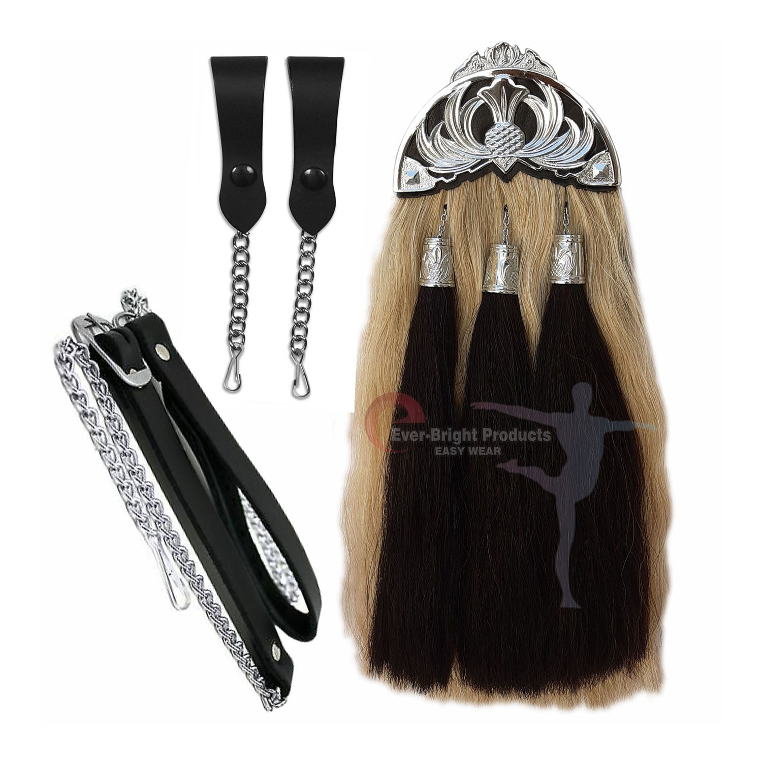 Original Long Horse Hair Dress Sporran With Unique Enamel Cantel