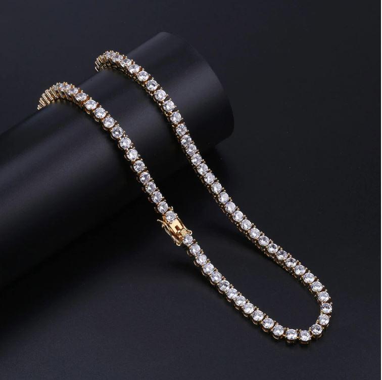 4MM 925 Sterling Silver Tennis Choker Necklace Round CZ