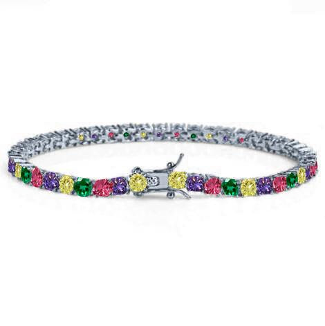 4mm One Row Tennis Bracelet Multicolor Cubic Zirconia