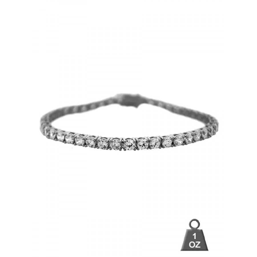 4mm One Row Tennis Bracelet Prong Set Round Stones Slim
