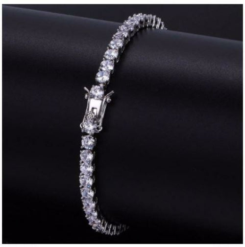 4mm One Row Tennis Bracelet Prong Set Round Stones Slim