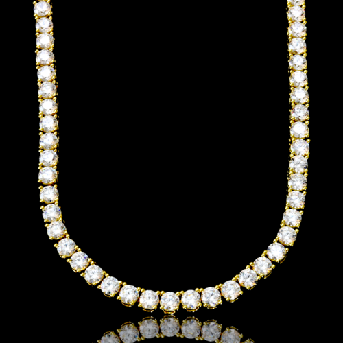 4mm One Row Tennis Chain Necklace Prong Set Cubic Zirconia