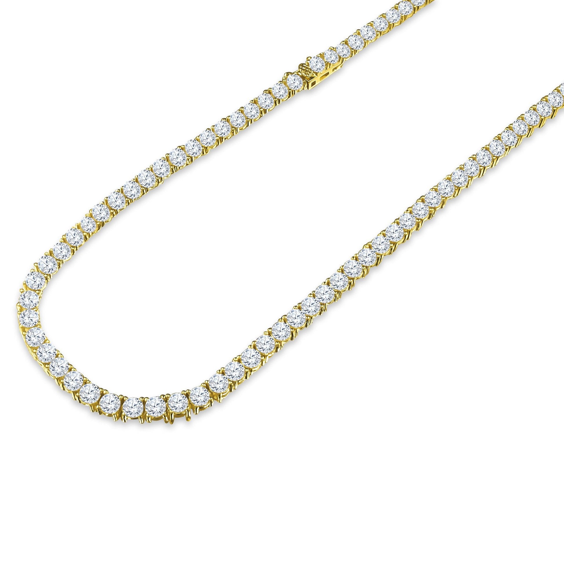 4mm One Row Tennis Chain Necklace Prong Set Cubic Zirconia