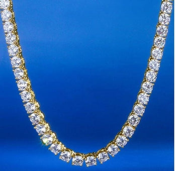 4mm One Row Tennis Chain Necklace Prong Set Cubic Zirconia