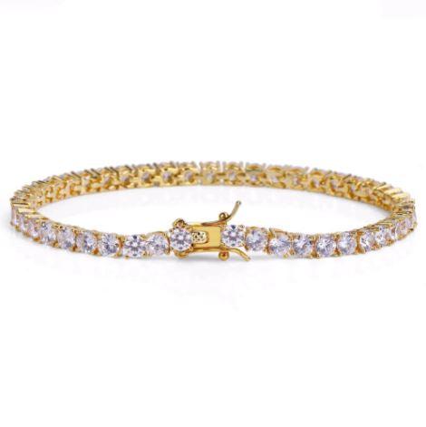 4mm Tennis Bracelet Gold One Row Round Stones Slim Everyday