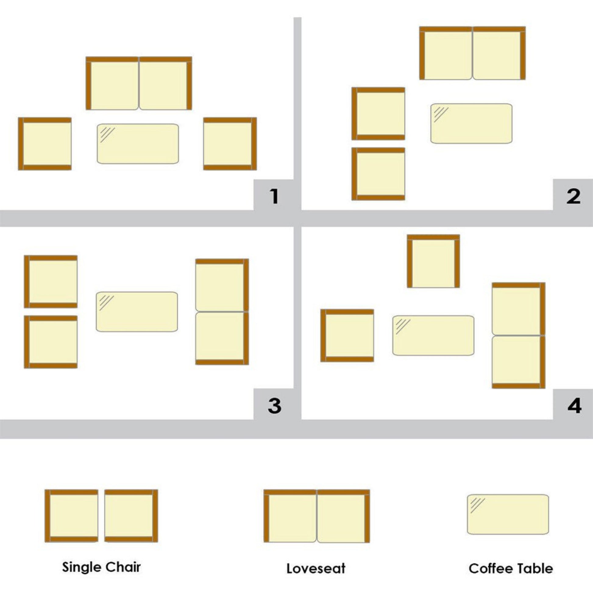Alora 4-Piece Outdoor Rattan Patio Furniture Set With Cushions & Coffee Table (SAK75463)
