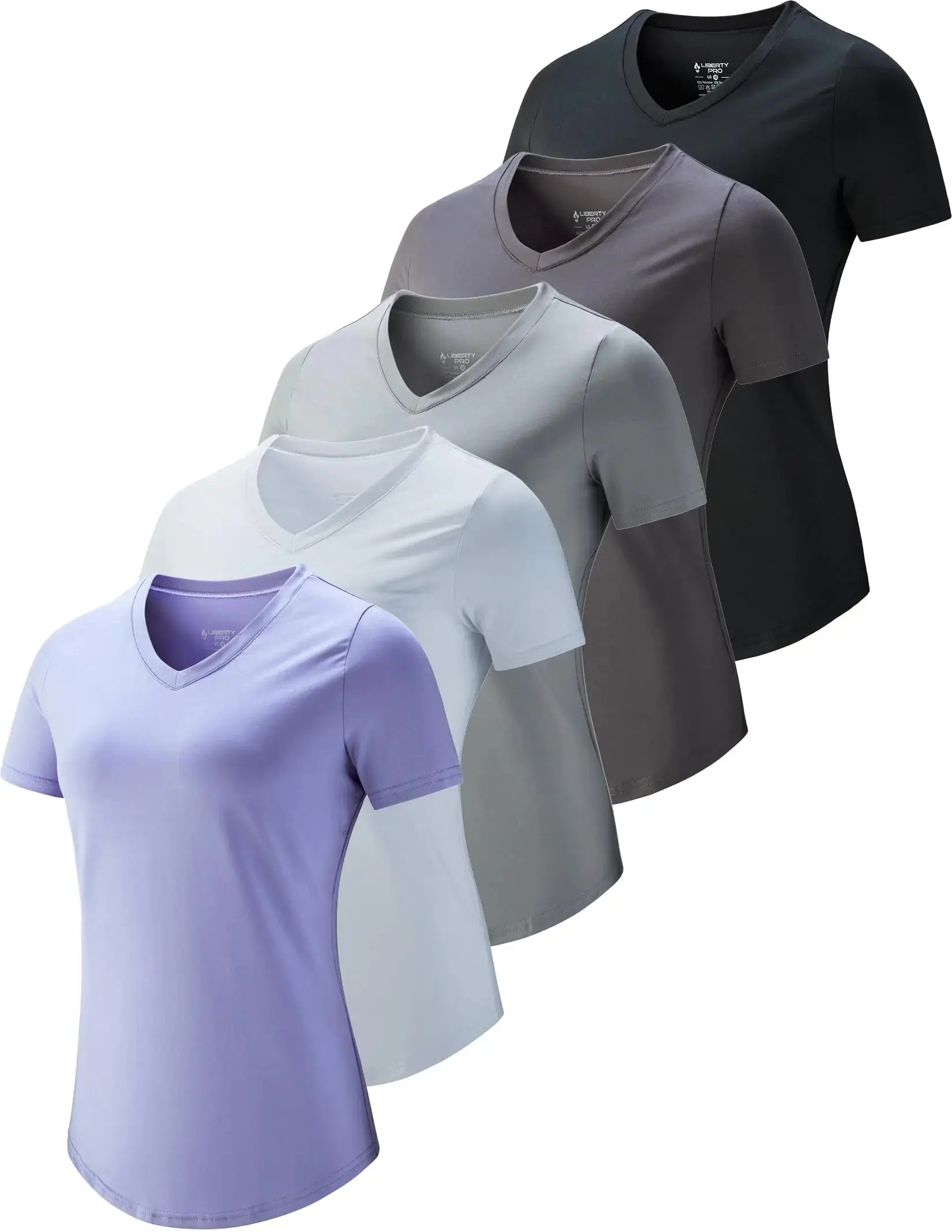 5 Pack: Womens Dry Fit Workout Shirts, Short Sleeve Athletic Gym Tshirts