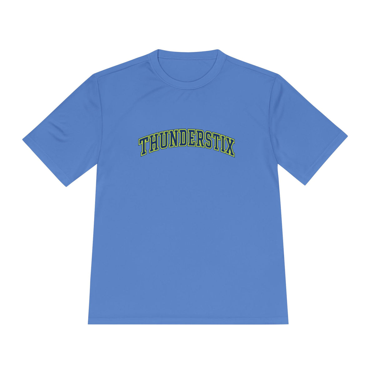 Thunderstix Athletic Tee — Yellow-Green Logo Moisture-Wicking Shirt