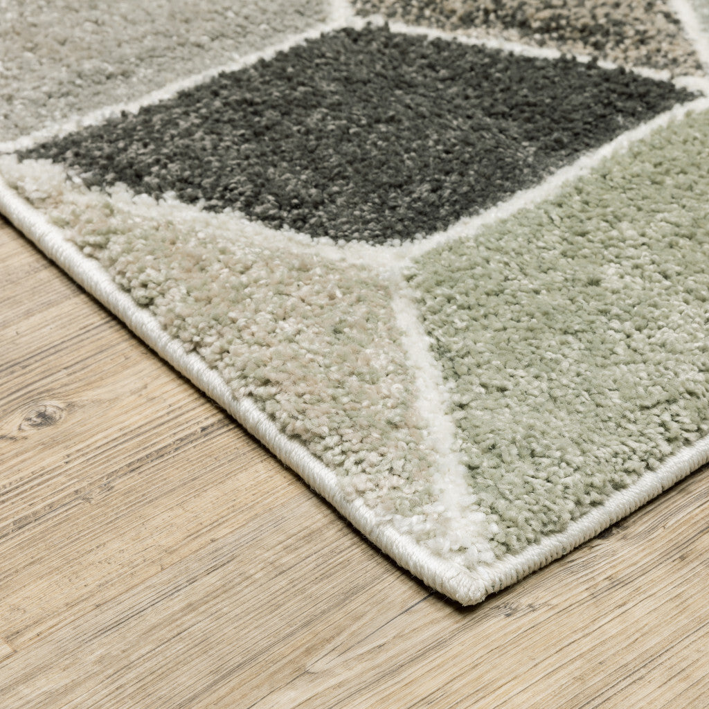 5' X 8' Black And Gray Geometric Power Loom Area Rug