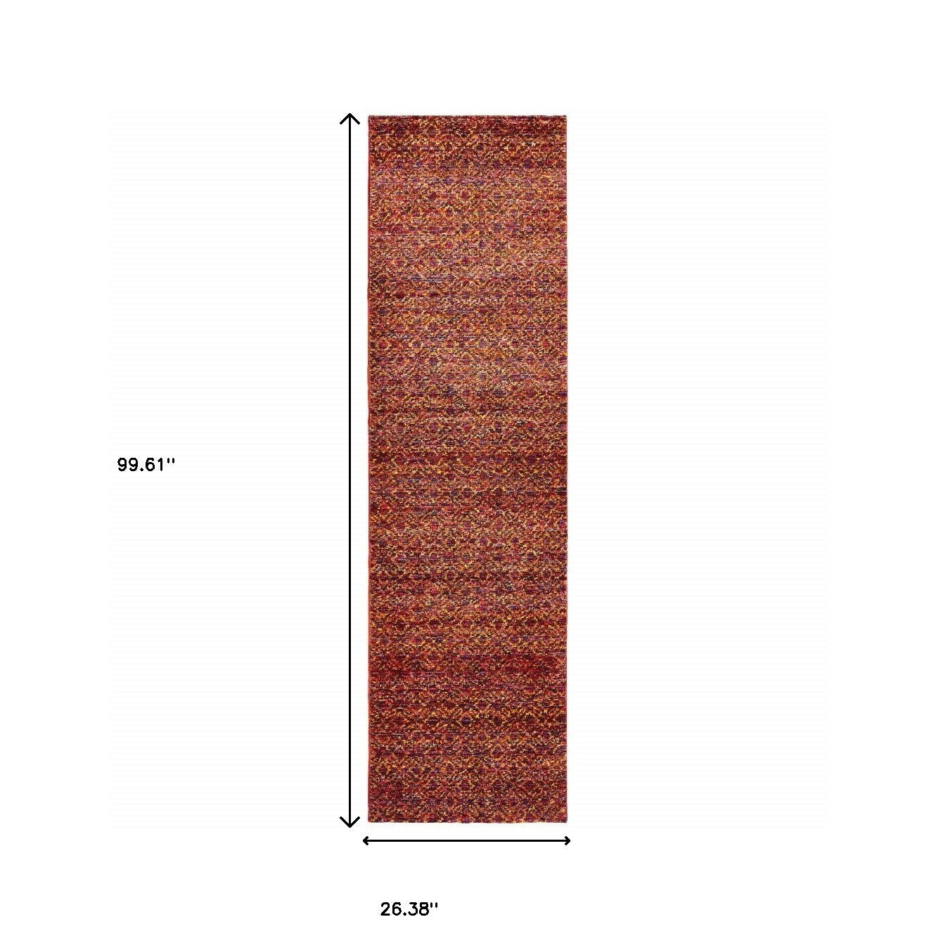8' Runner Red and Gold Geometric Power Loom Runner Rug