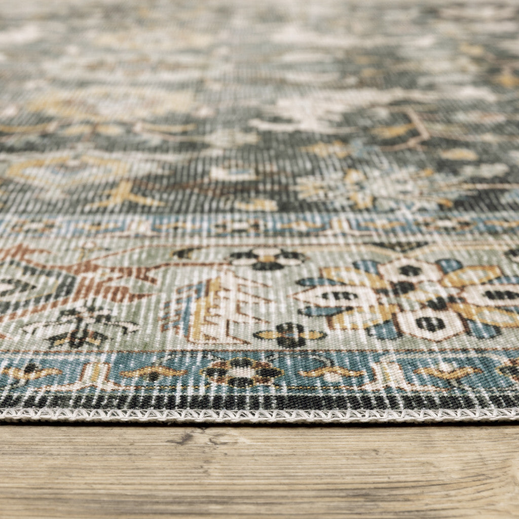 4' X 6' Gray and Ivory Oriental Non Skid Area Rug