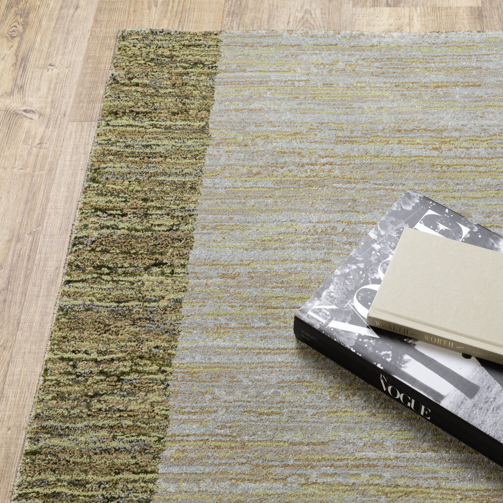 8' Runner Blue and Beige Geometric Power Loom Runner Rug