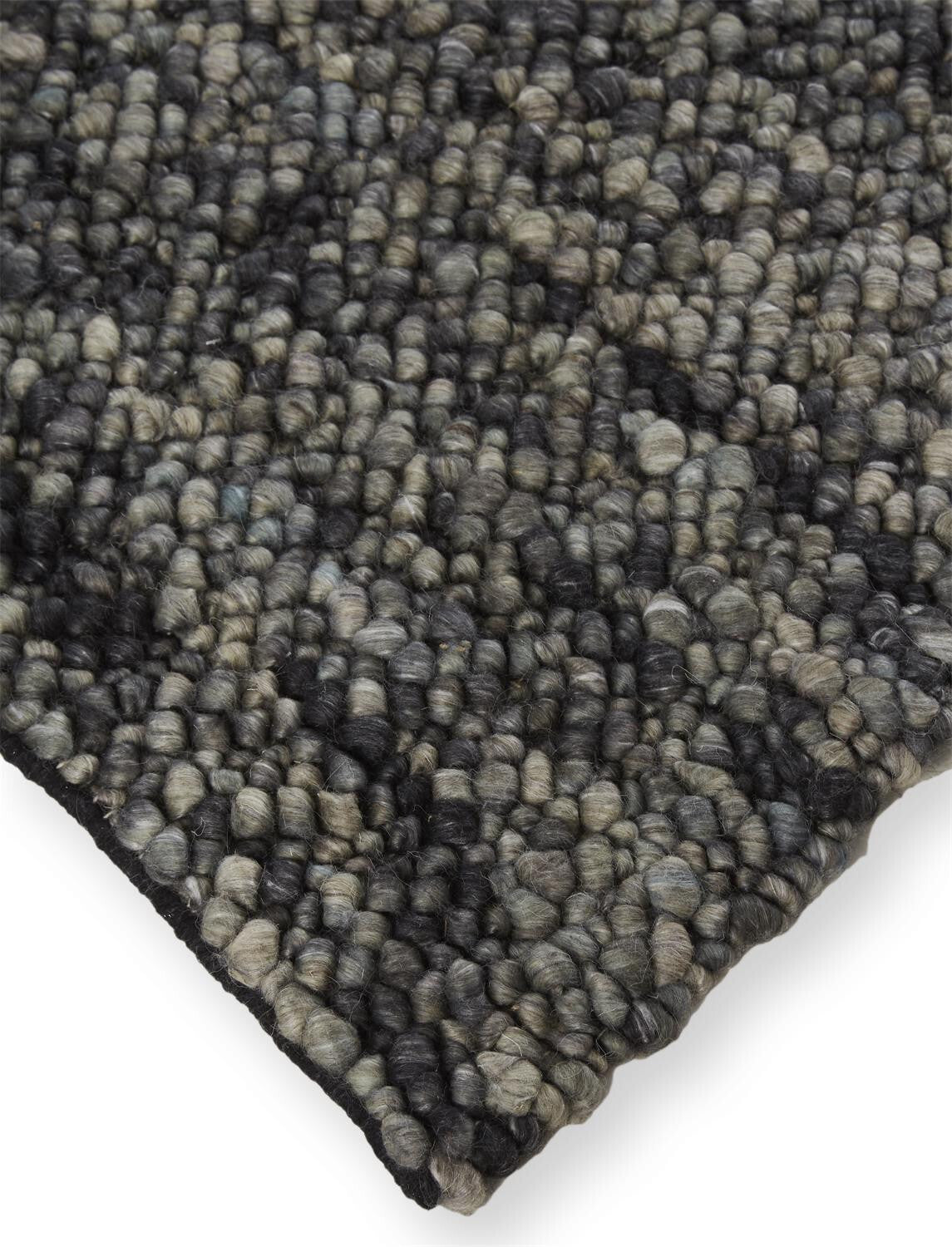 2' X 3' Gray and Black Wool Hand Woven Distressed Area Rug