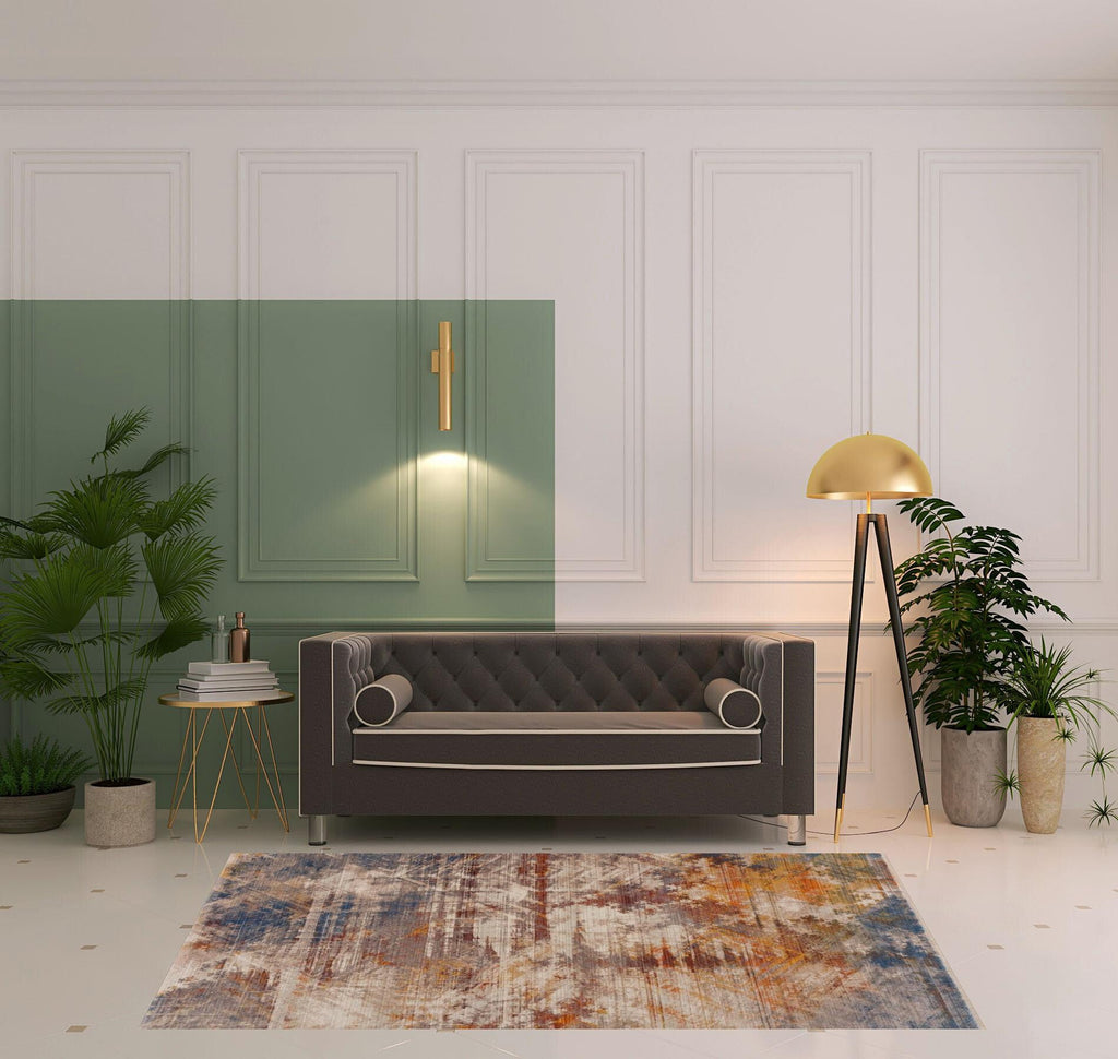 5' X 8' Gray Abstract Distressed Area Rug