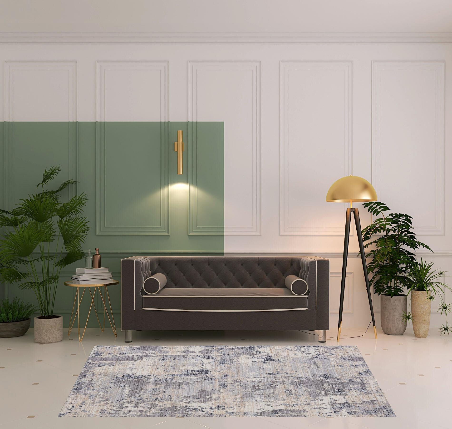 5' X 8' Gray Abstract Area Rug