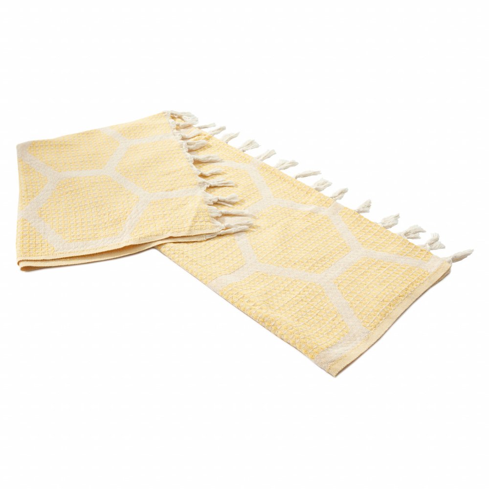 60" X 50" Blue and Off White Woven Cotton Geometric Throw Blanket with Fringe