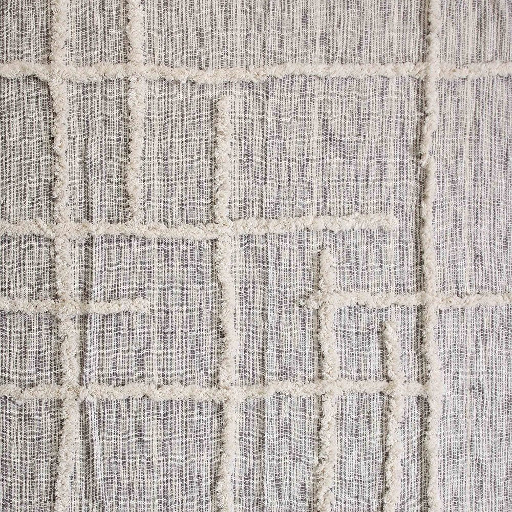 60" X 50" Gray Woven Cotton Striped Throw Blanket with Fringe