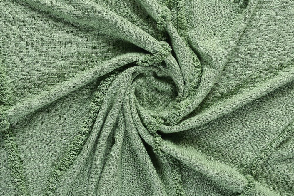 60" X 50" Blue Woven Cotton Throw Blanket with Fringe