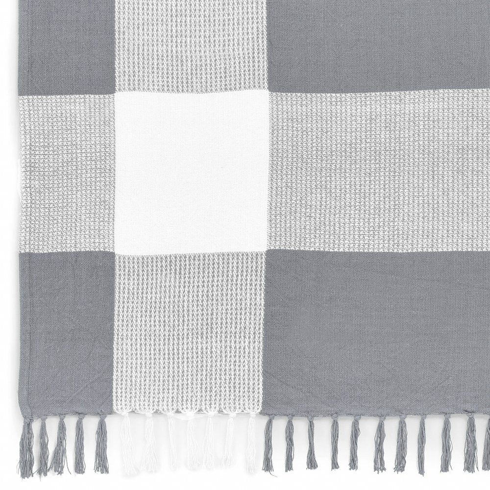 50" X 60" Red Woven Cotton Checkered Throw Blanket with Fringe
