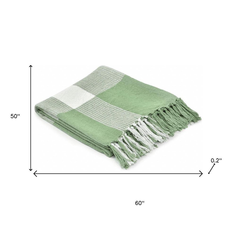 50" X 60" Red Woven Cotton Checkered Throw Blanket with Fringe