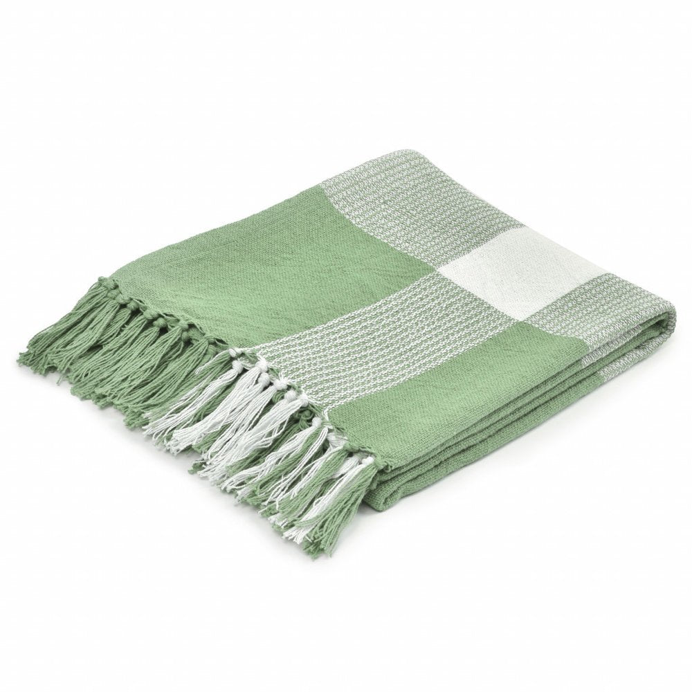 50" X 60" Red Woven Cotton Checkered Throw Blanket with Fringe