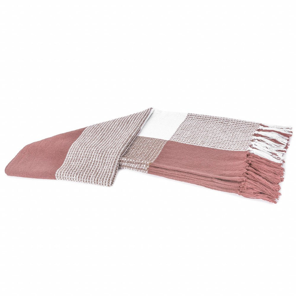 50" X 60" Red Woven Cotton Checkered Throw Blanket with Fringe