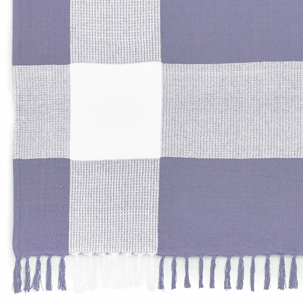 50" X 60" Red Woven Cotton Checkered Throw Blanket with Fringe