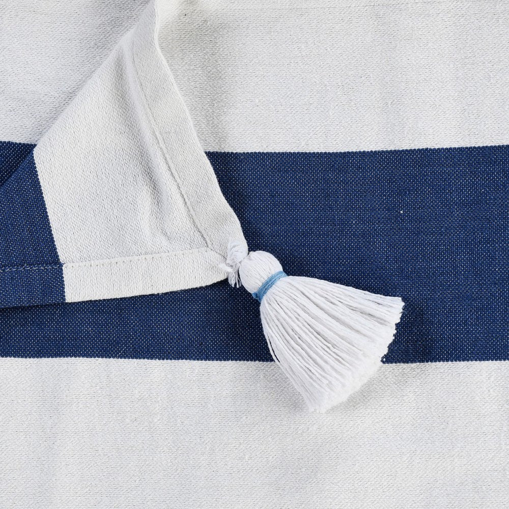 50" X 60" Gray and White Woven Cotton Striped Throw Blanket with Tassels