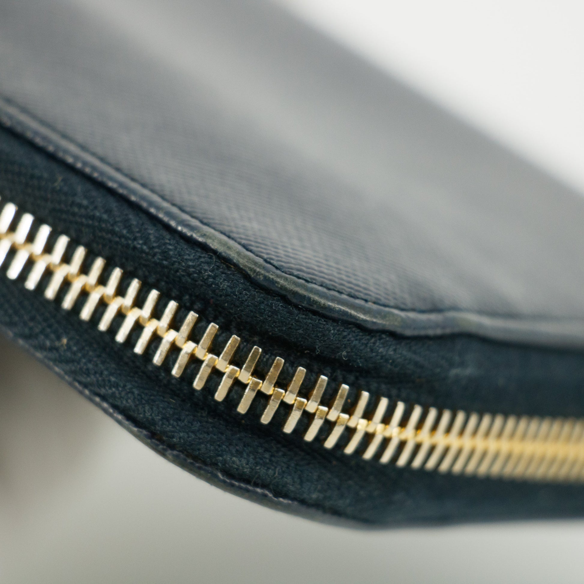 Prada Saffiano Leather Dark Blue Zip Around Wallet #5165