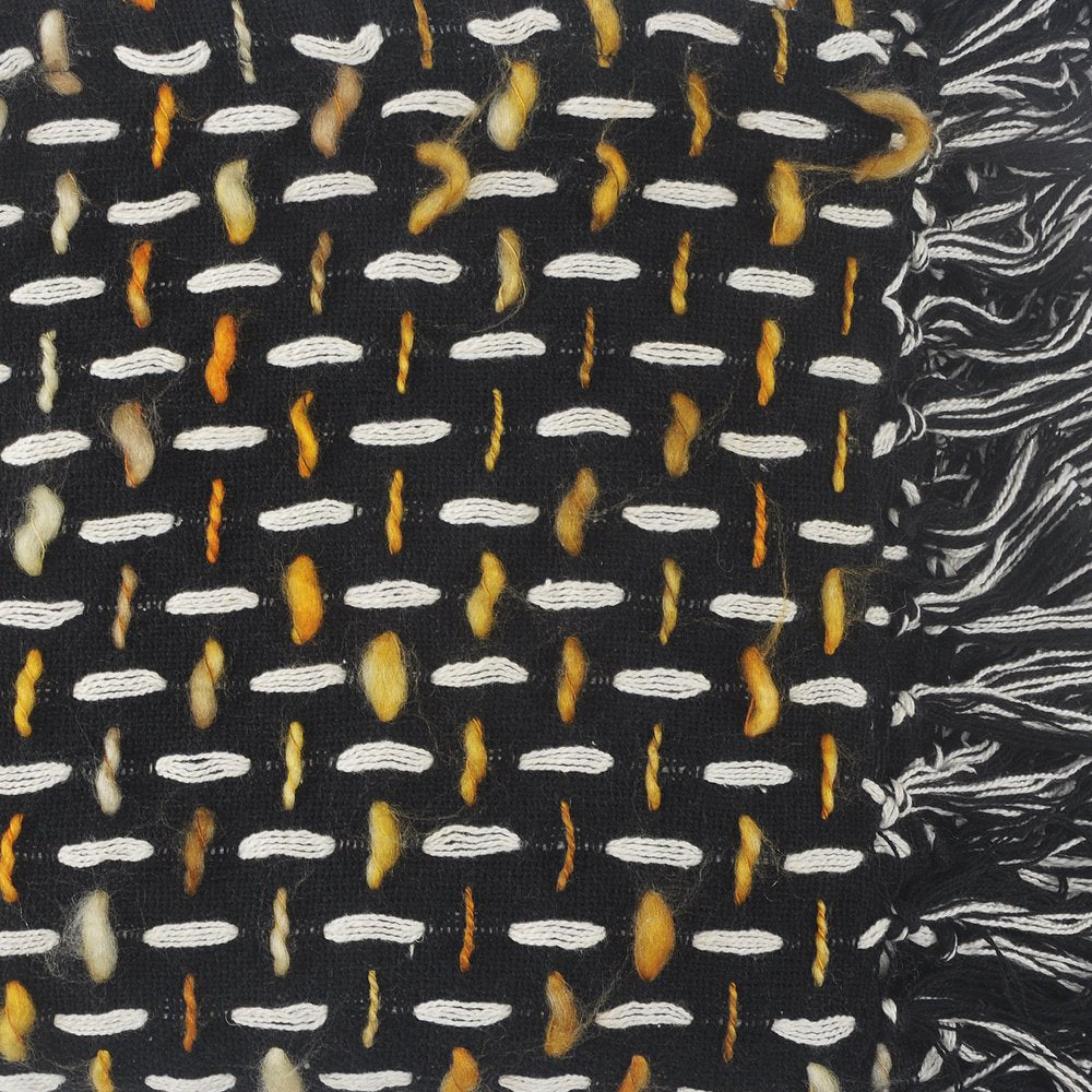 50" X 60" Black And Gold Geometric Cotton Woven Throw Blanket with Tassels