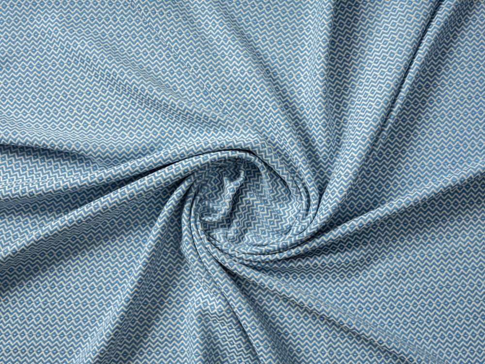 50" X 60" Blue and White Woven Cotton Geometric Throw Blanket with Fringe