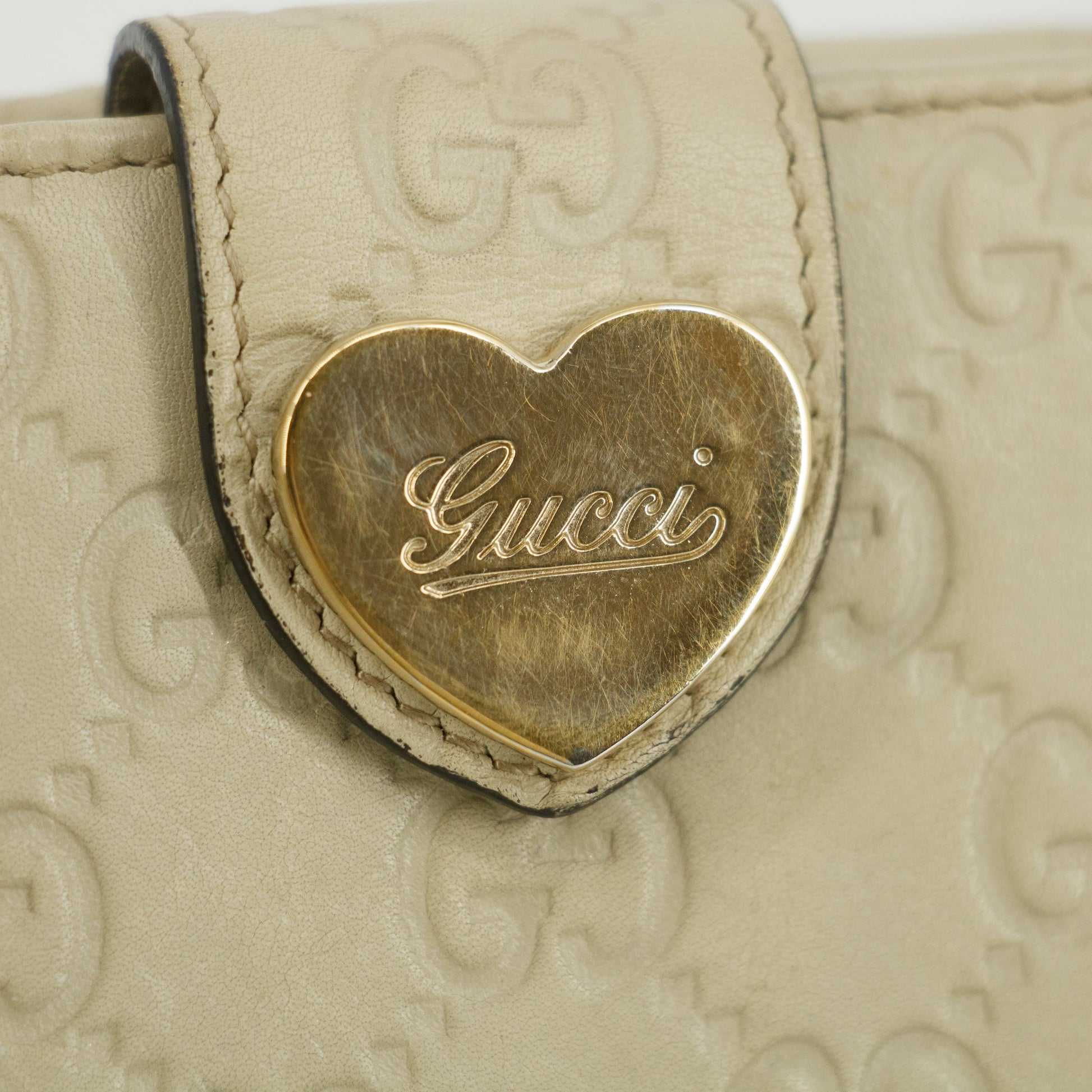 Gucci Guccissima White Heart Continental Long Wallet #5172