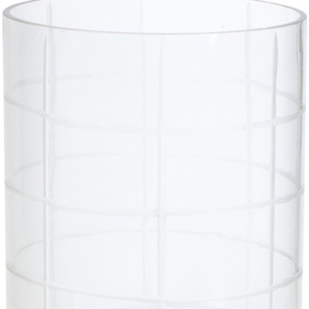 12" Silver And Clear Geometric Iron And Glass Tabletop Hurricane Candle Holder